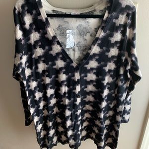 Isaac Mizrahi Live! Watercolor Houndstooth Print Cardigan